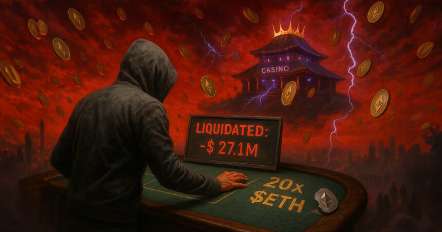 Zkasino Scammer's dangerous Ethereum trade backfires with a loss of $27 million amid market turmoil