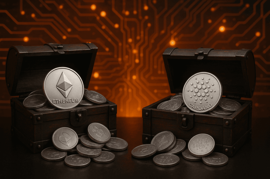 30% and 60% of all Ethereum and Cardano Ada ETH are on staking