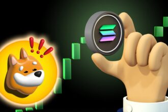Bitcoin and gold on a balance scale showing comparative value
