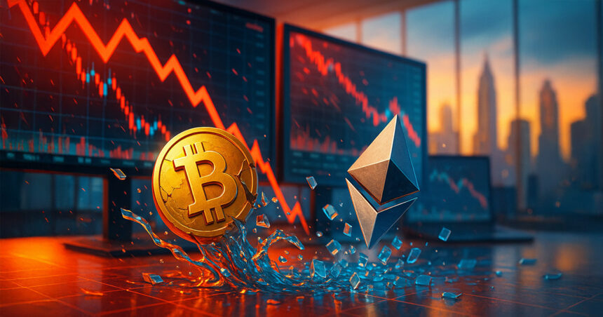 Bitcoin and Ethereum Sharp Plunge start week as record liquidation $1.7 billion